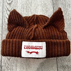 Charles Jeffrey Loverboy Chunky Ears beanie in brown excellent condition